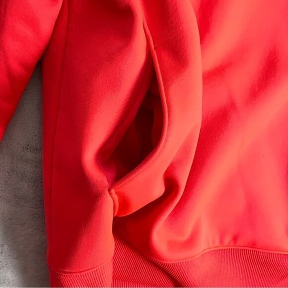 Under Armour Cold Gear Pullover Hoodie Semi Fitted Sz Large Orange with Pocket - Picture 5 of 13